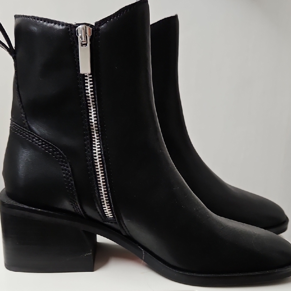 Steve Madden Black Ankle Boots with Silver Zipper